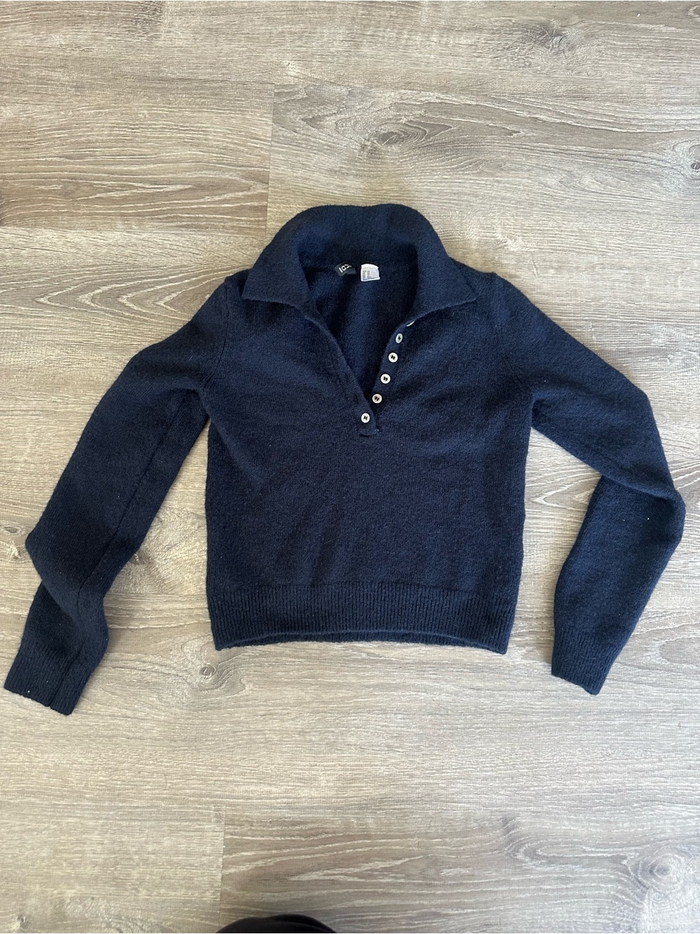 H&M Navy V-Neck Button-Placket Women's Sweater
